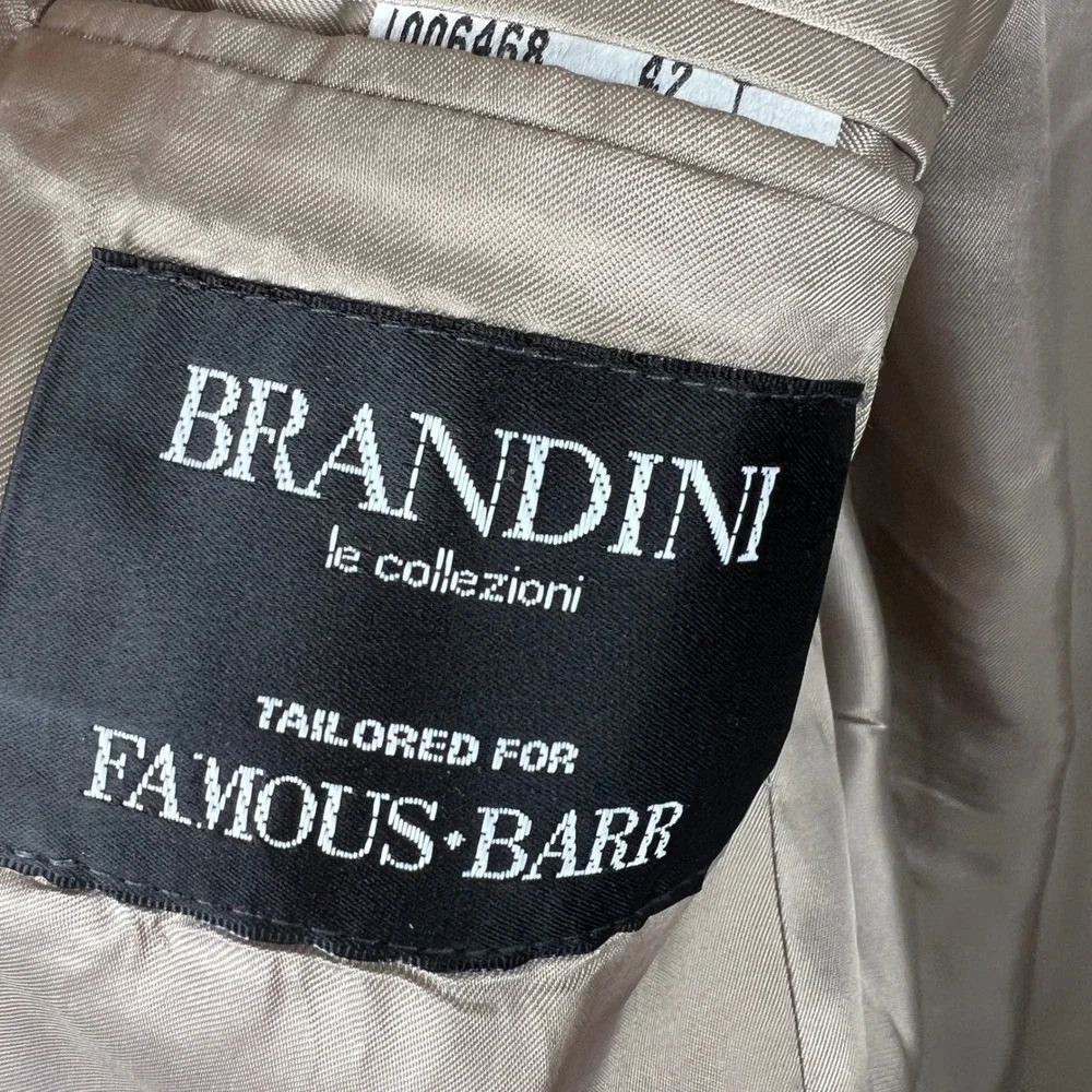 Brandini Men Brown Faux Suede Microfiber‎ Blazer Sport Coat 42L Made in Canada